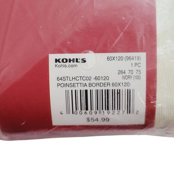 Kohls The Big One Christmas Tablecloths 70" ROUND Lot Red Poinsettias NIP Covers - Picture 5 of 6